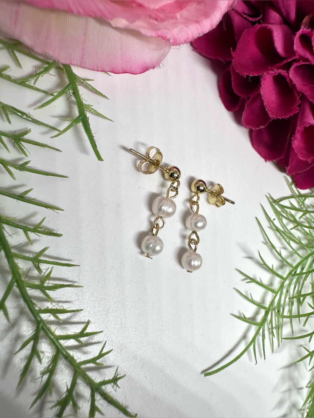 NEW⚜️Freshwater Baroque Pearl Dainty Drop Earrings - Picture 2 of 4